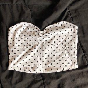 Heart shape white & black pot a dot tube top
